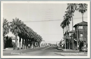 CORNING CA HOTEL MAYWOOD STREET SCENE VINTAGE REAL PHOTO POSTCARD RPPC - Picture 1 of 2