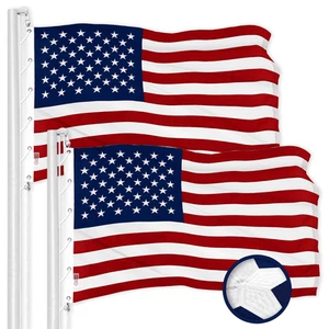 Confezione da 2: Bandiera Americana USA 15x25 Ft Serie ToughWeave Ricamata 600D - Foto 1 di 8