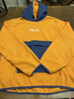 Abrazo. Sudadera con capucha polar naranja/azul para hombre.  Foto 1 de 4