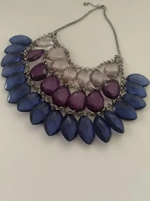 "Collar imitación amatista/zafiro/cristal/oro blanco tono múltiples hilos 17+3"" (55)" Foto 1 de 4