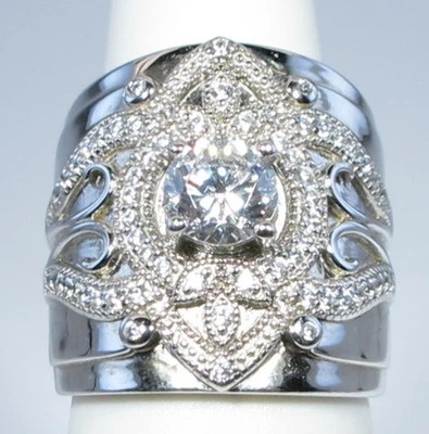 Anillo BELLA LUCE Cuarzo Blanco Rodio Sobre Plata de Ley 1.81 ctw Foto 1 de 4