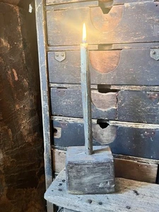 Primitive Early Lighting ~ Old Candle Mold ~ Old Wood Mallet - Picture 1 of 5