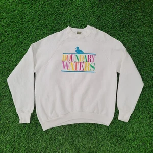 Vintage Boundary Waters Duck Sweatshirt Womens M/L 21x23 Crop USA - Picture 1 of 13