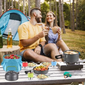 Tomshoo 20pcs Outdoor Camping Cookware Set w/ Foldable Handle For Picnic 6 - Picture 1 of 12