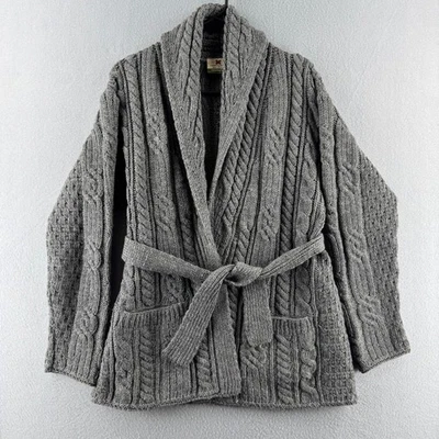 Suéter vintage Carraig Donn para mujer cárdigan mediano con cinturón tejido con cable lana Foto 1 de 4