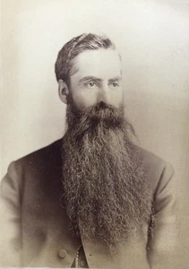 1880’s MAN WITH BIG BUSHY BEARD CABINET CARD PHOTO Antique PORT JERVIS NY - Picture 1 of 2