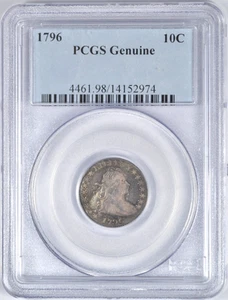 1796 BUSTO DRAPPEGGIATO DIME PCGS ORIGINALE VF+ DETTAGLI BELLA PATINA MONETA RARA - Foto 1 di 5