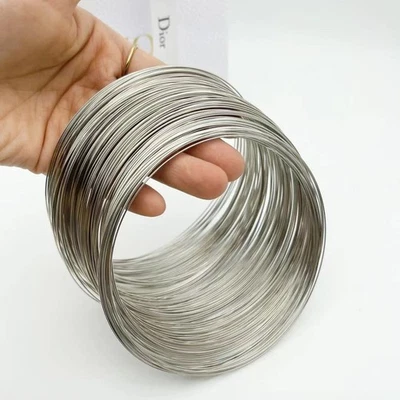 50 Loops Silver Tone Memory Wire for Beading Bracelet Bangle 115mm Craft Making - Image 1 of 4