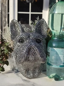 Wand Deko Französische Bulldogge Bully Kopf groß Rar Büste Silber - Bild 1 von 6