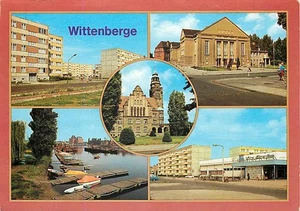 Cartolina - Wittenberge - DDR - Multiview con municipio Kaufhalle Kulturhaus - Foto 1 di 2