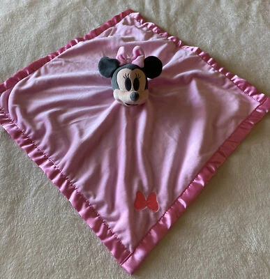 Disney Bebé Niñas Rosa Minnie Mouse Vellón Satinado Lovey Manta de Seguridad Juguete Foto 1 de 4