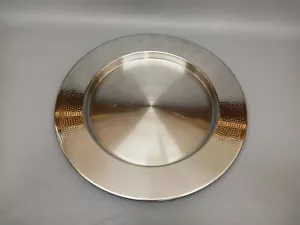 Crate And Barrel Hammered Metal Round Serving Tray - Picture 1 of 7