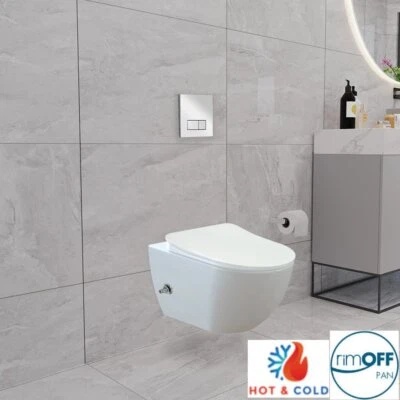 Franco Integrated Rimless Hot and Cold Wall Hung Combined Bidet Toilet With Soft - Image 1 of 4