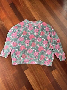WILDFOX Sweatshirt Holiday Christmas Super Soft Floral Pink Poinsettia Size L - Picture 1 of 10