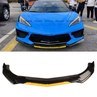 For Chevrolet Corvette Front Bumper Lip Spoiler Splitter Gloss Black Yellow Foto 1 de 4