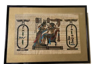 Pintura de arte egipcio pintada a mano sobre papel de papiro real - Imagen 1 de 7