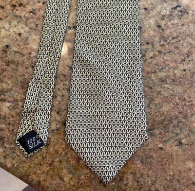 Vintage Oscar De La Renta 100% Silk necktie tie Gold Black yellow diamond Foto 1 de 4