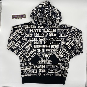 supreme black and white striped hoodie