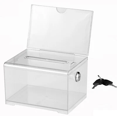 Adir Acrylic Donation Box with Lock, Ballot Box with Sign Holder, Suggestion Box - Image 1 of 4