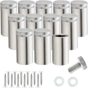 Stainless Steel Wall Mount Glass Standoff Holders - 12 Pcs (19x60mm) - Picture 1 of 12