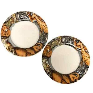 2 La Menagerie Ultra Porcelain Sakura Jungle Animals Safari Dessert 6” Saucers - Picture 1 of 6