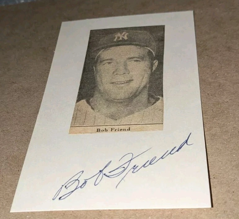 Bob Friend New York Yankees Custom Signed Index Cut W/Our COA  - Image 1 of 1