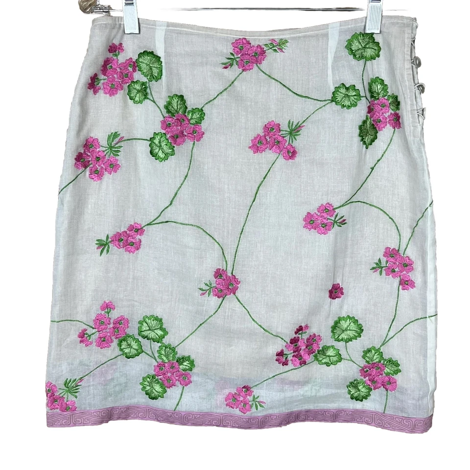 Minifalda Anthropologie Plenty (talla 6) Tracy Reese bordada floral de algodón Foto 1 de 4