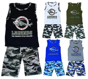 Boys Legends Army Helicopter Vest Top & Camo Shorts Set 2 to 4 Years - Picture 1 of 6