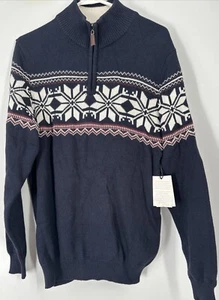 NEU Aspen 1/4 Reißverschluss Baumwolle Strick Schneeflocke Pullover Neu mit Etikett Herren Gr. M - Bild 1 von 4