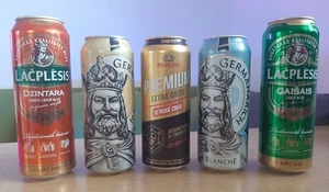 SET 5 Empty Beer Cans BOTTOM OPEN - Picture 1 of 3
