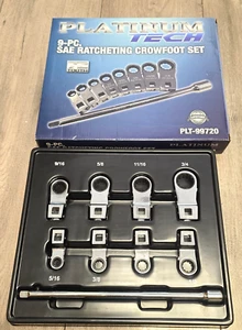 Platinum 9pc SAE Reversible Ratcheting Spline Crowfoot Wrench Set #99720 - Picture 1 of 8