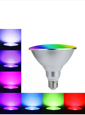 20W PAR38 RGB Colored LED Spotlight Outdoor, E27/E26 Color Changing Light Bulb, - Image 1 of 4