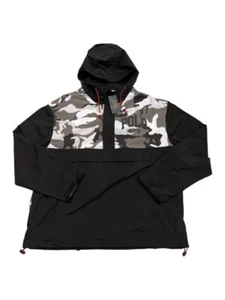 Small Polo Ralph Lauren 1967 1/2 Zip Black Camo Nylon Windbreaker Hoodie Jacket - Picture 1 of 7