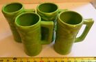 Green Tiki Face Mugs Barware Set Of 4 Hawaiian Cup Beer Stein Patio Caribbean