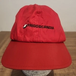 Vintage Red Frigoscandia Hat Adjustable Embroidered 100% Nylon Snap Back - Picture 1 of 9