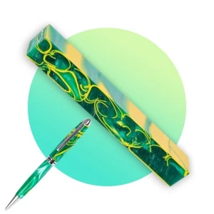 Shockwave Acrylic Pen Blank - Green With Yellow 211318 - Picture 1 of 3