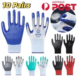 10 Pairs Nitrile Work Glove Safety Hand Cool Summer Outdoor Works Wear Gloves AU - Picture 1 of 17
