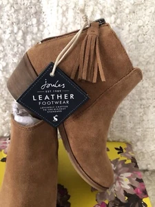 JOULES Botines Gamuza Tostado LANGHAM con Borlas y Cremallera UK4 EU37 NUEVO EN CAJA - Imagen 1 de 22