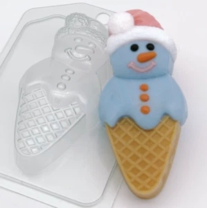 SNOWMAN CONE MOLD, Christmas Fondant Mold, Chocolate, Bath Bomb Mold, Soap Mold, - Picture 1 of 2