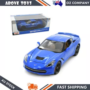 Maisto 1:18 Scale Chevrolet Corvette Stingray Z-51 2014 Diecast Model Car Blue - Picture 1 of 7