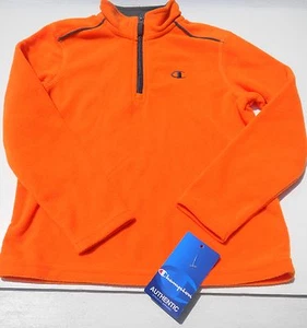 NWT Boys CHAMPION Orange/gray trim Pullover 1/4 zip fleece sz 5 - Picture 1 of 3