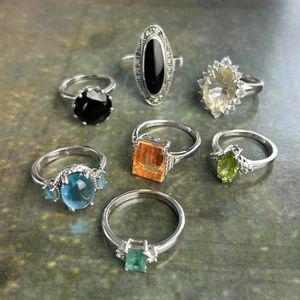 GEMPORIA x 7 Sterling Silber 925 gemischt Edelsteine Ringe Restposten Konvolut PD - Bild 1 von 16