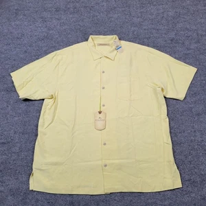 Tommy Bahama Shirt Mens XL Yellow Silk Bahama Cove Button Up Casual Camp NEW - Picture 1 of 13