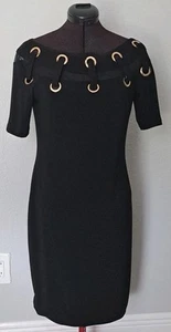JOSEPH RIBKOFF Kleid Größe 8 schwarz mit goldenen Ösen TOP - Bild 1 von 6