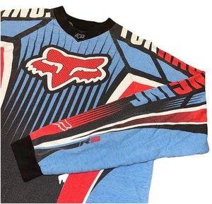 Camiseta deportiva de motocross Fox Racing vintage de los 90’s manga larga azul rojo BMX para hombre M usada en excelente estado - Imagen 1 de 12