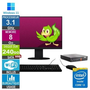 Lenovo M920q i3-8100T 3.10GHz 8Go/240Go SSD Wifi W11 + Ecran 20 - Photo 1/1
