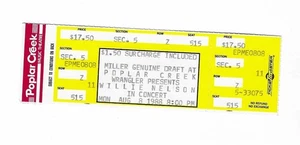 Willie Nelson Unused Concert Ticket From August 8, 1988 - Picture 1 of 2