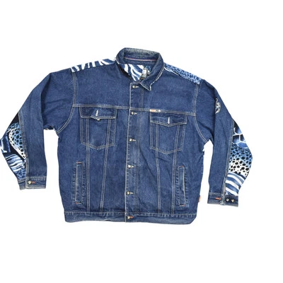 Chaqueta de bombardero de camionero Y2K azul crudo para hombre XL azul algodón RARA Foto 1 de 4