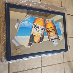 Corona Extra Light Beer Cerveceria Beach Mirror Sign 26 x 18 1/4 - Picture 1 of 8
