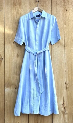 Polo Ralph Lauren Blue Linen Long Shirtdress Sz 6 - Image 1 of 4